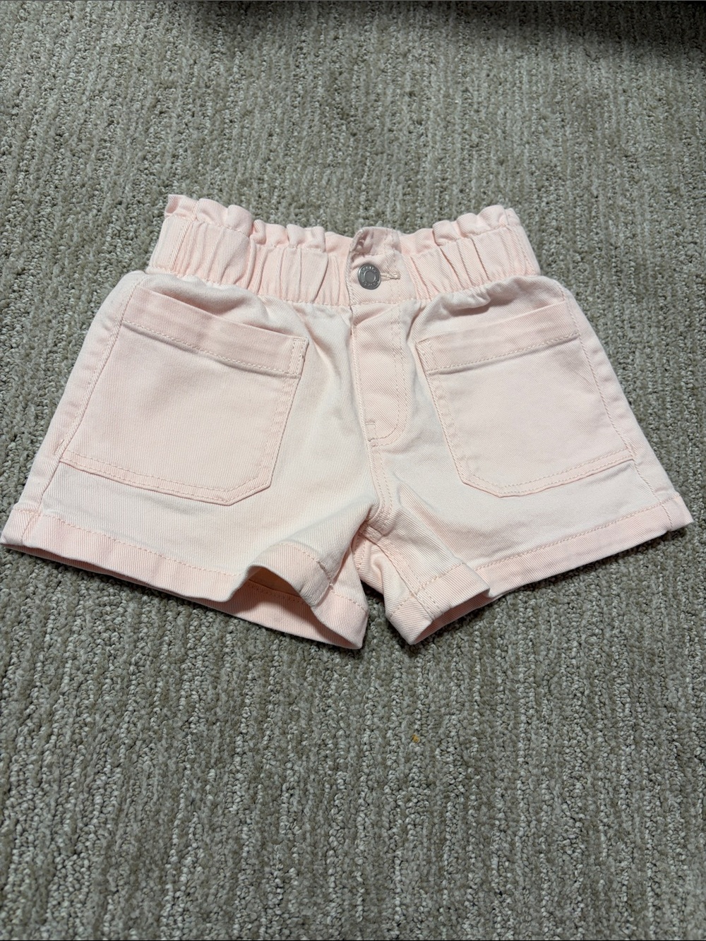 George Light Pink Elastic Waist Paperbag Shorts